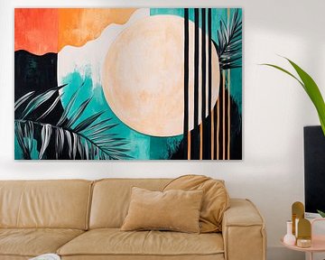 Creative landscape with full moon and palm trees by Poster Art Shop