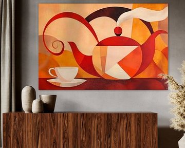 Creative teapot in warm colours by Poster Art Shop