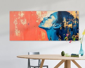Kreatives Porträt in Blau und Orange von Poster Art Shop