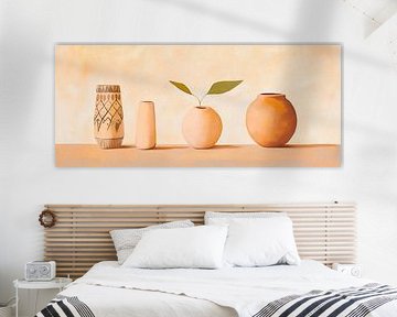 Kunstige vazen met groene scheuten van Poster Art Shop