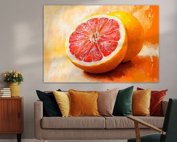 Vibrant grapefruit in a play of colours by Poster Art Shop