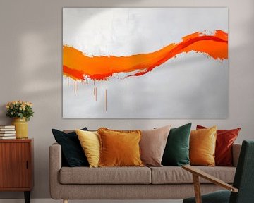 Levendige oranje lijn op wit - Abstract van Poster Art Shop