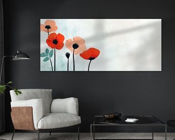 Bright poppies in watercolour style by Poster Art Shop