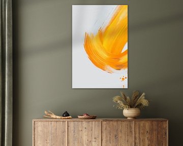 Bright brushstroke in orange - Abstract by Poster Art Shop