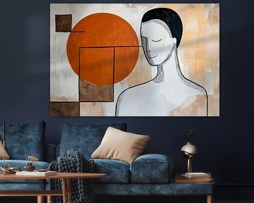 Minimalistische vrouw met geometrische vormen van Poster Art Shop