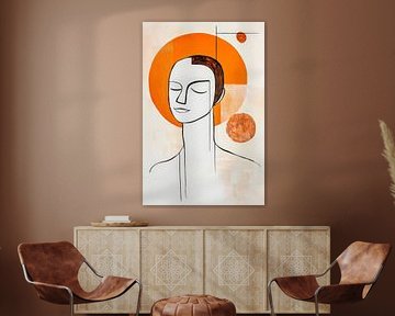 Minimalistisch portret met oranje accent van Poster Art Shop