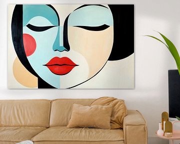 Modern portret van een vrouw met kleurrijke accenten van Poster Art Shop