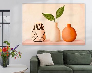Moderne vazen met planten - minimalistisch van Poster Art Shop