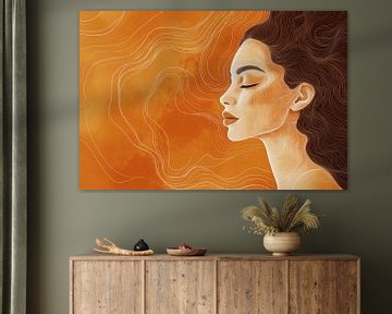 Fluïde Harmonie Vrouwelijk Portret in Golvende Lijnen van Eva Lee