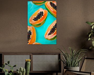 Papayafantasie in felle kleuren van Poster Art Shop