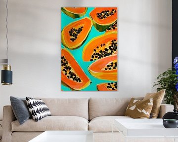 Papayapatroon in een levendig kleurenspel van Poster Art Shop