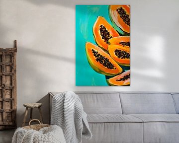 Papayaplezier in felle kleuren van Poster Art Shop