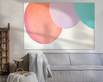 Pastelkleurige cirkels op een lichte achtergrond van Poster Art Shop