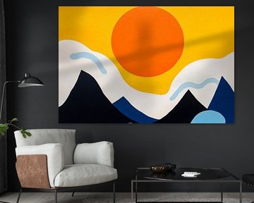 Paysage de montagne au pastel avec coucher de soleil sur Poster Art Shop