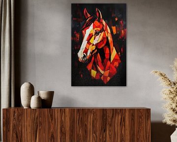 Paardenportret in warme kleuren - Abstract van Poster Art Shop