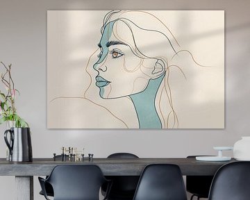 Profile drawing of a woman in blue tones by Poster Art Shop