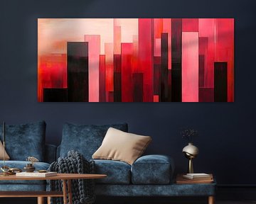 Red cityscape - Abstract composition by Poster Art Shop