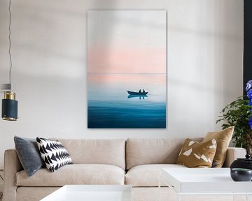 Calm boat trip in pastel-coloured water by Poster Art Shop