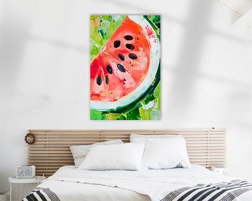 Sappige watermeloen in een uitbarsting van kleur van Poster Art Shop