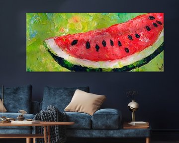Sappige schijfjes watermeloen - een kleurrijk genot van Poster Art Shop