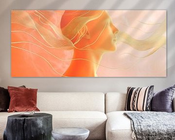 Zachte elegantie: damesprofiel in pastelkleuren van Poster Art Shop