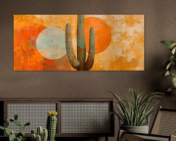 Cactus saguaro sur fond coloré sur Poster Art Shop