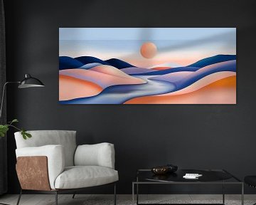 Zachte heuvels en zonsondergang - Abstract van Poster Art Shop