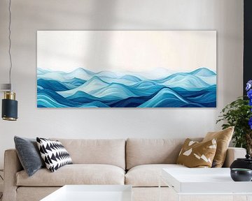 Douces vagues en bleu - Art abstrait sur Poster Art Shop