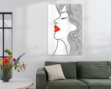 Simple beauty - portrait in line art by Poster Art Shop