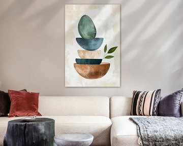 Eenvoudige kommen met een groen accent van Poster Art Shop