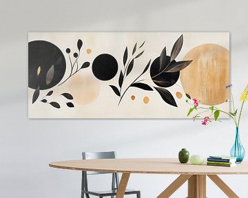 Zwart-wit compositie met bladeren van Poster Art Shop