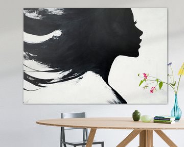 Zwart-wit silhouet van een vrouw van Poster Art Shop