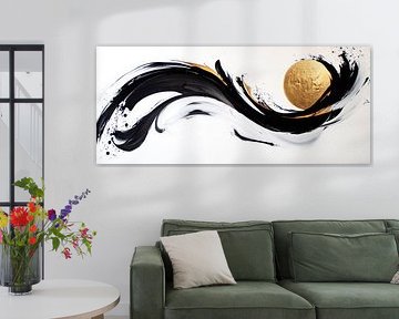 Black and gold colour swirl art by Poster Art Shop