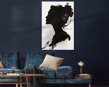 Black silhouette - Elegant brushstroke by Poster Art Shop