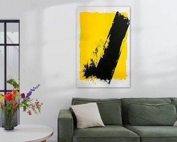 Black line on bright yellow by Poster Art Shop