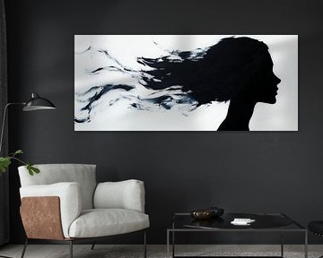 Silhouette of a woman with flowing hair by Poster Art Shop