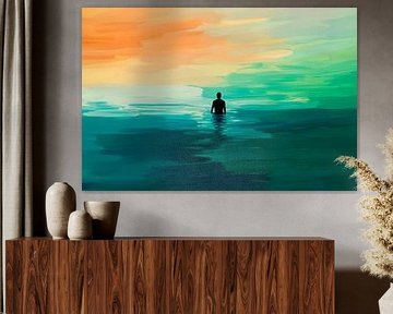 Silhouette in water - colour gradient harmony by Poster Art Shop