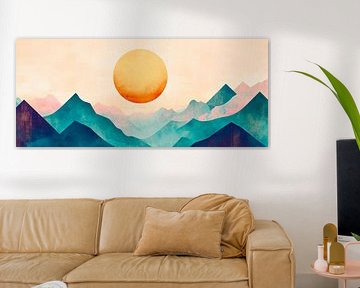 Lever de soleil sur des montagnes colorées sur Poster Art Shop