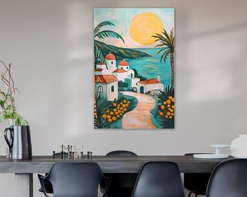 Coucher de soleil sur un paysage côtier sur Poster Art Shop