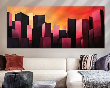 Städtische Silhouetten im Abendrot von Poster Art Shop