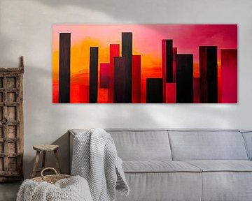 Silhouettes urbaines dans un jeu de couleurs sur Poster Art Shop