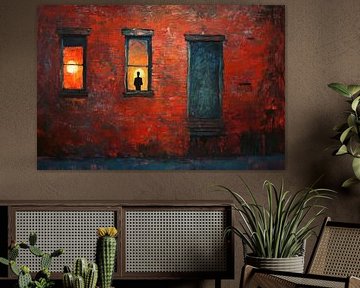 Stille Reflexion im Roten Wandbild von Poster Art Shop