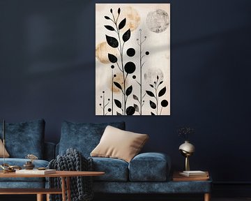 Stijlvolle plantencompositie in zwart-wit van Poster Art Shop