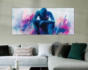 Sad figure in blue and pink - Expressive by Poster Art Shop