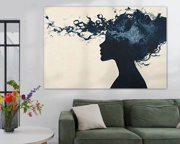 Dromerig silhouet met wolkenhaar van Poster Art Shop