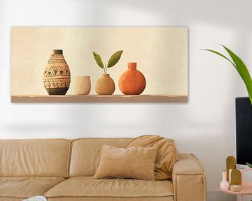 Ensemble de vases dans des tons terreux - Elégant sur Poster Art Shop