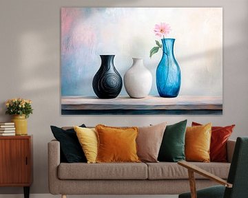 Vaasstilleven met bloeiend keramiek van Poster Art Shop
