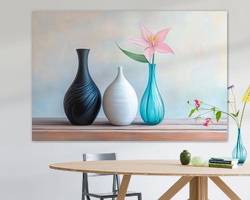 Vaasstilleven met bloesem - Zachte kleuren van Poster Art Shop