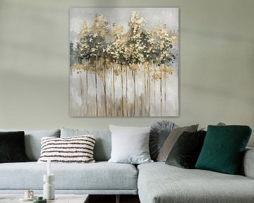 Gouden Bos in Mistige Stilte van Color Square