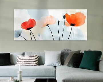 Levendige klaprozen in zachte kleuren van Poster Art Shop